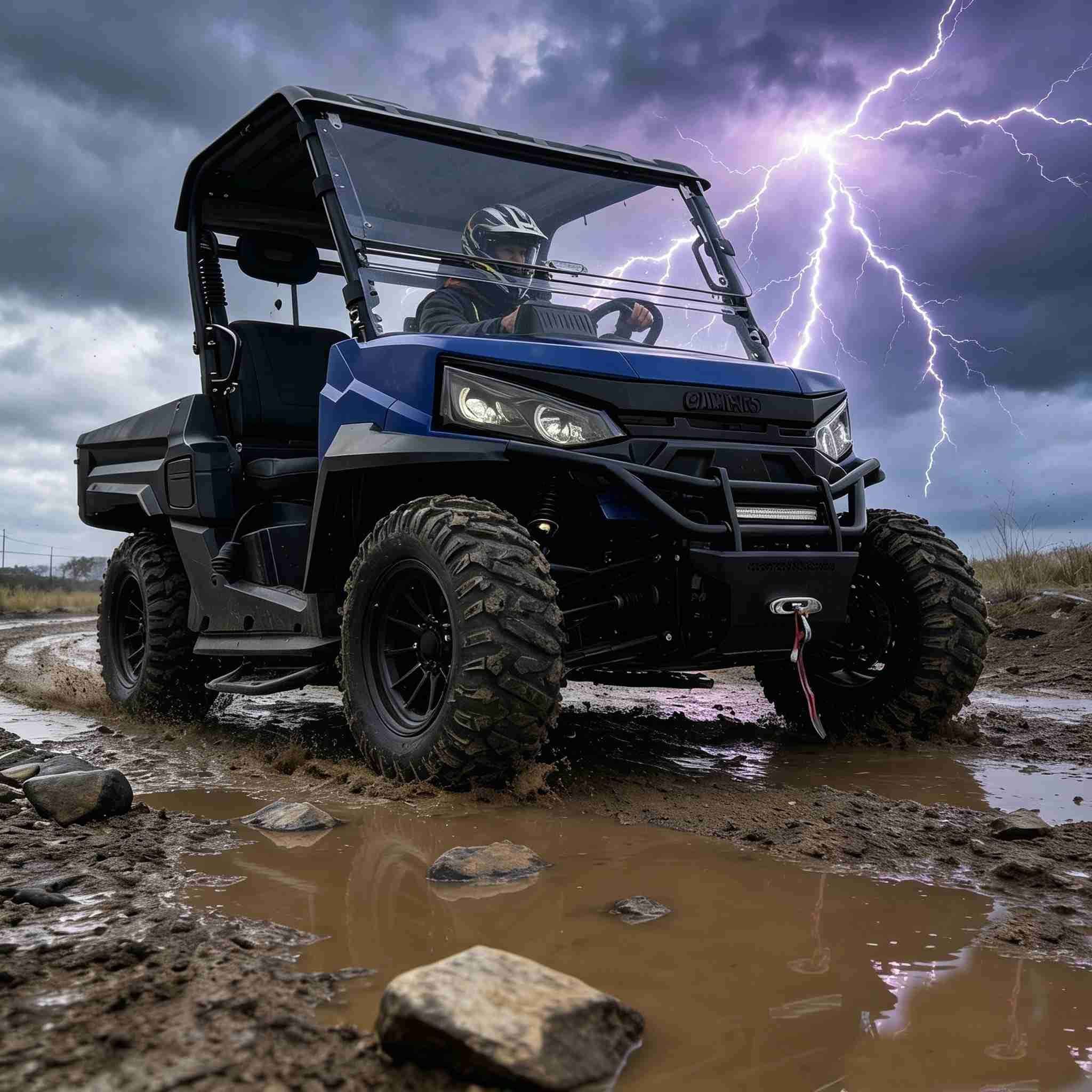 10KW AC Motor Electric UTV 4WD 150Ah Baterie 350kg Cargo Bed